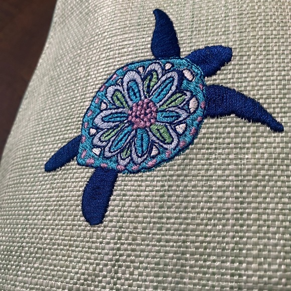 Vera Bradley Turtle Dream straw mini backpack - Picture 3 of 16